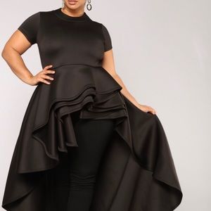 Black Hollywood asymmetrical peplum top